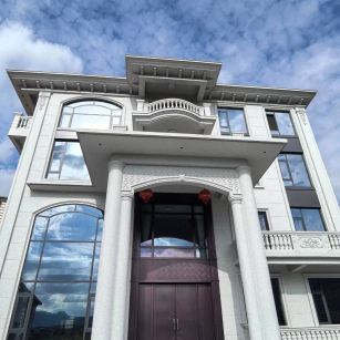 济宁白麻别墅外墙干挂石材效果示例