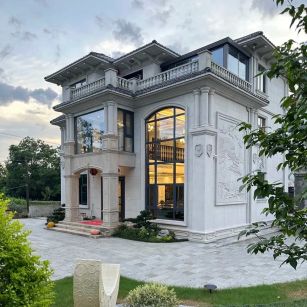 济宁 白麻花岗岩私人别墅干挂石材豪华定制