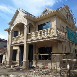 济宁 黄金麻花岗岩石材私人别墅雕花门楼柱阳台栏杆