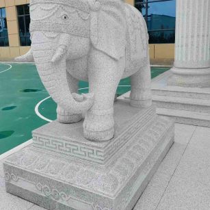 济宁 白麻花岗岩动物异形石雕-大象
