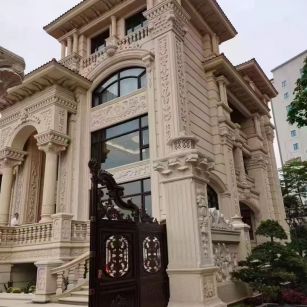 济宁 黄金麻花岗岩别墅外墙干挂效果展示