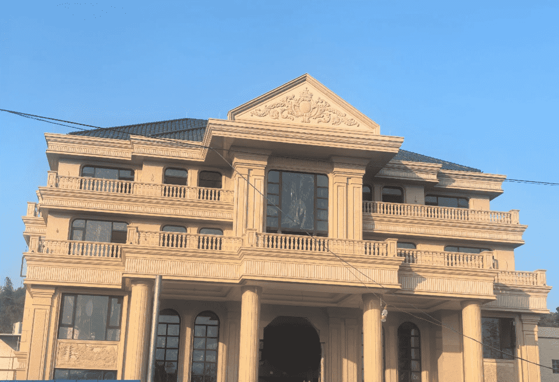 济宁黄金麻别墅外墙干挂石材效果示例